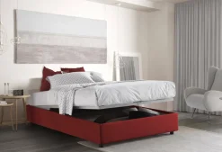 Letto alla francese in tessuto rosso 155x205cm - Attilino
