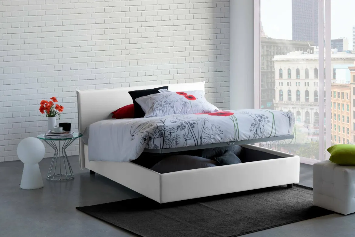 Letto alla francese materasso incluso bianco 155x215cm - Aros