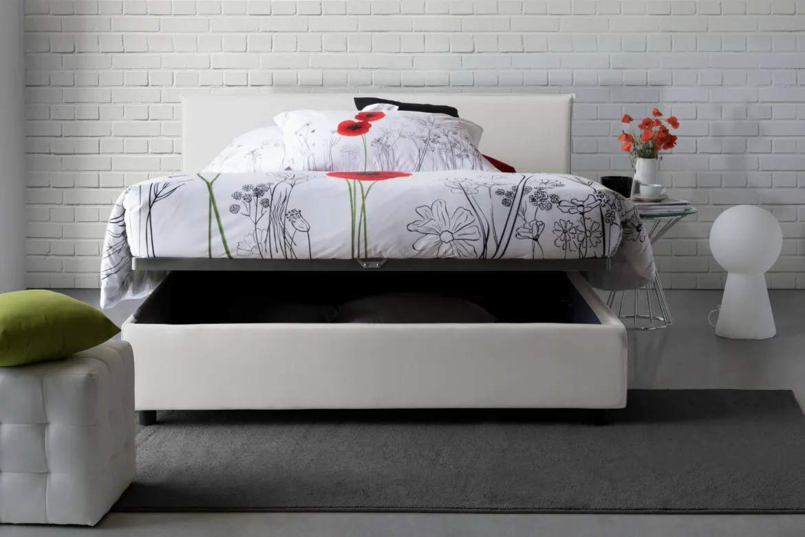 Letto alla francese materasso incluso bianco 155x215cm - Aros
