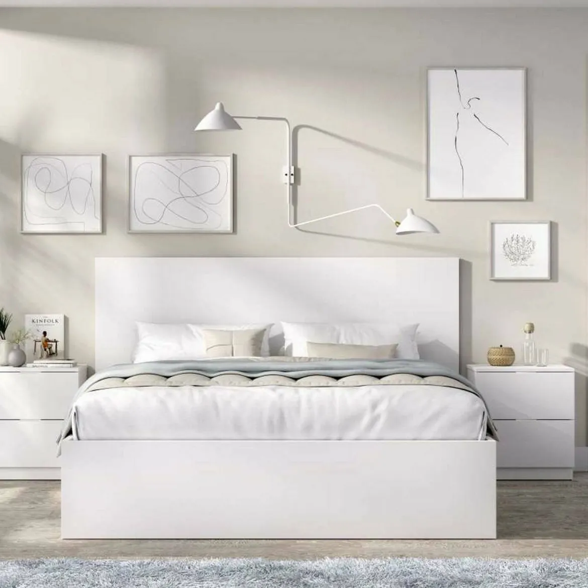 Letto alla francese moderno bianco 195x246cm - Ulika