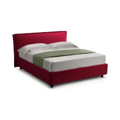 Letto Alla Francese Rosso Sfoderabile Contenitore, Dimensione Materasso 120x190 cm Made in Italy - Bronte