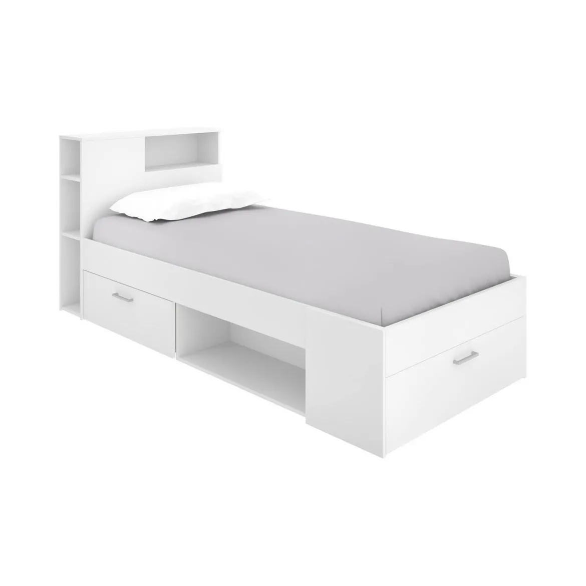 Letto bambini cassetti e scaffale 218x99cm bianco - Adrielle