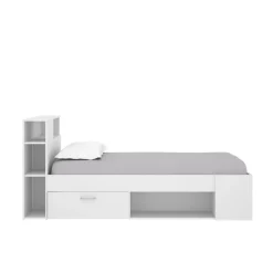Letto bambini cassetti e scaffale 218x99cm bianco - Adrielle