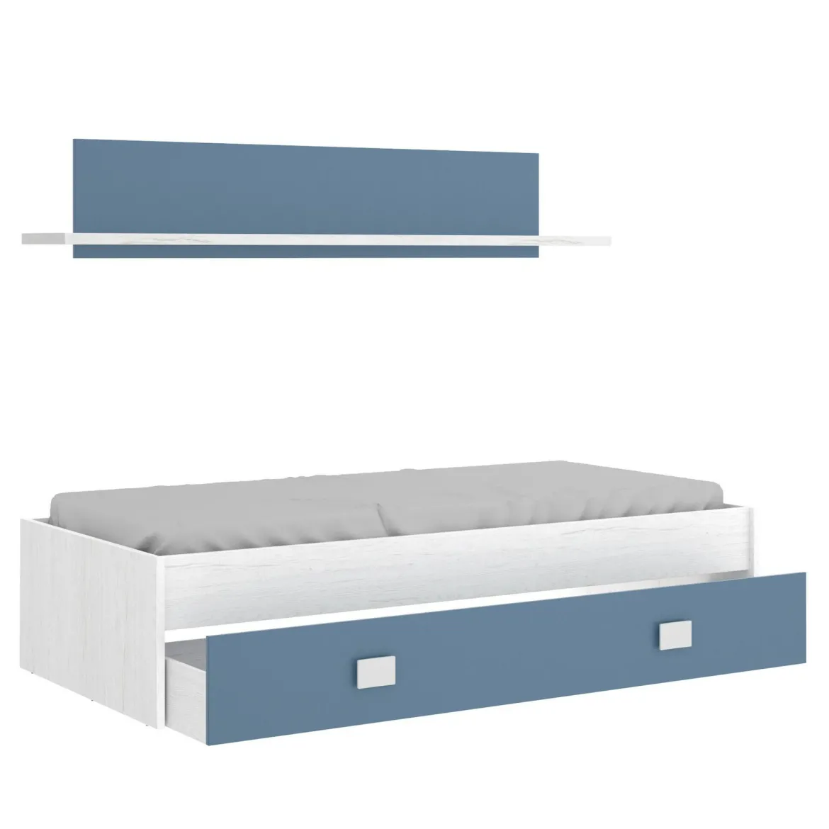 Letto bambini 195x97cm bianco e blu - Aikiko