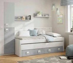 Letto bambini 199x96cm bianco e cemento - Balzola