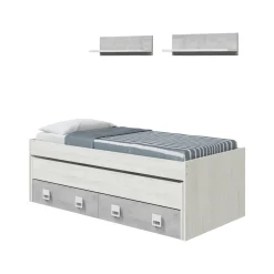 Letto bambini 199x96cm bianco e cemento - Balzola