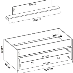 Letto bambini 200x99cm bianco e rosa - Arod