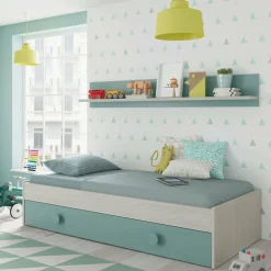 Letto bambini 201x98cm bianco e verde acqua - Aqua