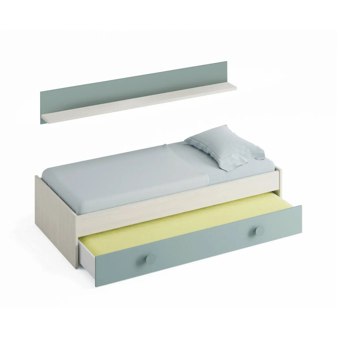Letto bambini 201x98cm bianco e verde acqua - Aqua
