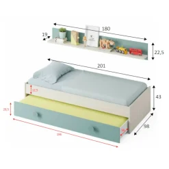 Letto bambini 201x98cm bianco e verde acqua - Aqua