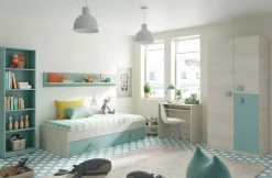 Letto bambini 201x98cm bianco e verde acqua - Aqua