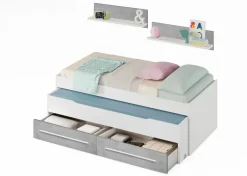 Letto contenitore bambini 199x96cm bianco e cemento - Asi