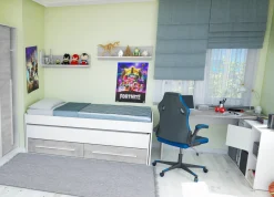 Letto contenitore bambini 199x96cm bianco e cemento - Asi