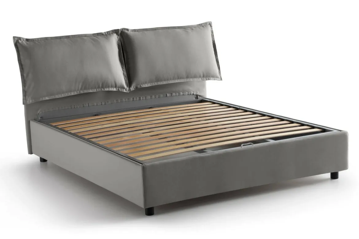 Letto francese contenitore grigio 155x205cm - Arden