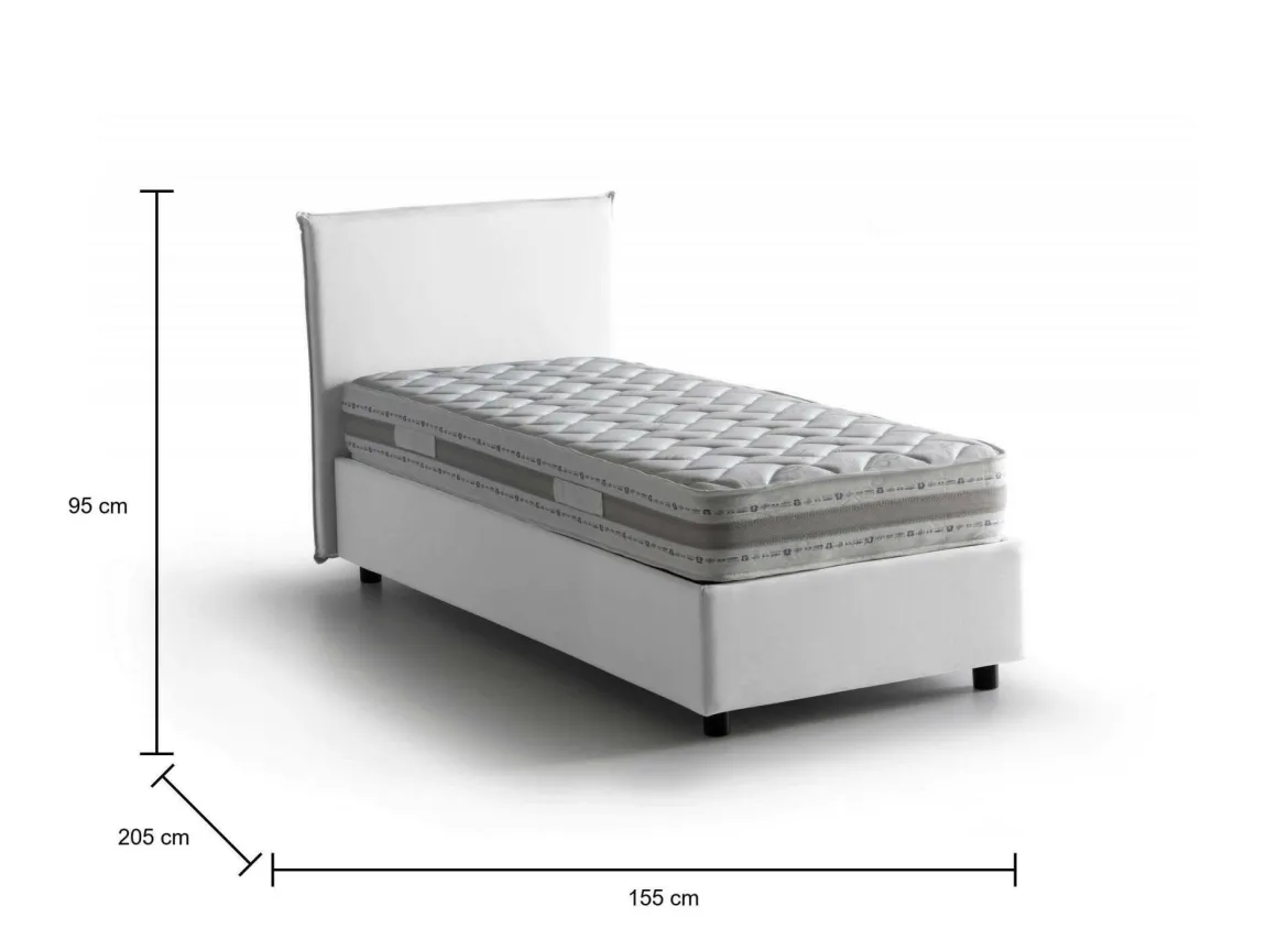 Letto francese imbottito bianco 155x205cm - Alion