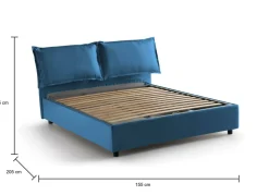 Letto francese imbottito blu 155x215cm - Aros