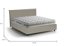 Letto francese imbottito tortora 155x215cm - Morganite