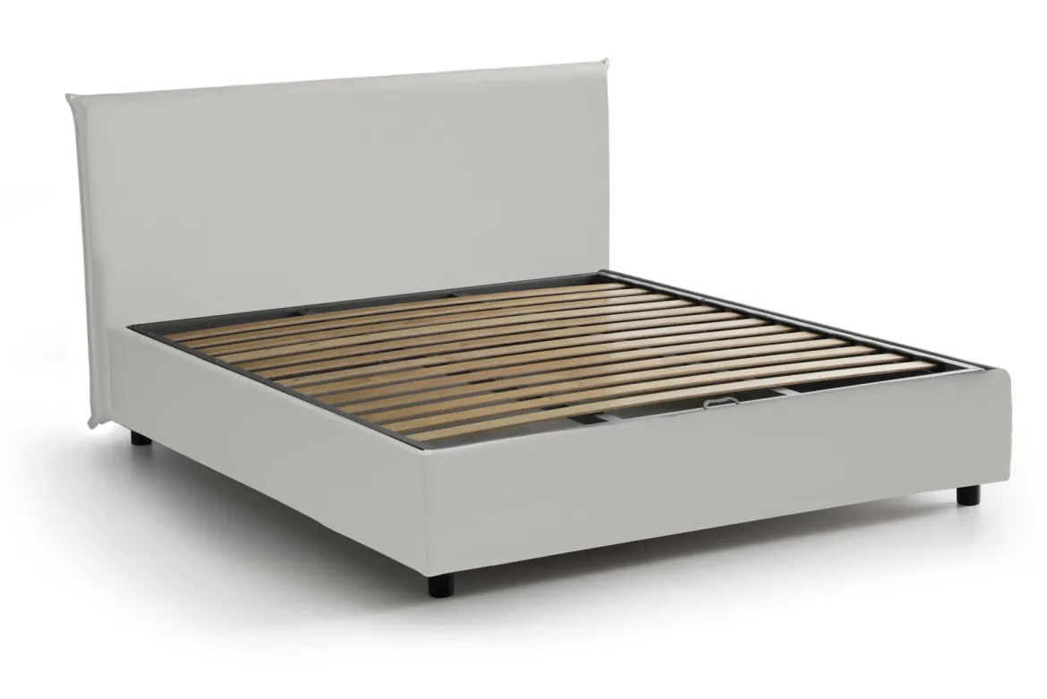 Letto francese in ecopelle bianco 155x205cm - Argain