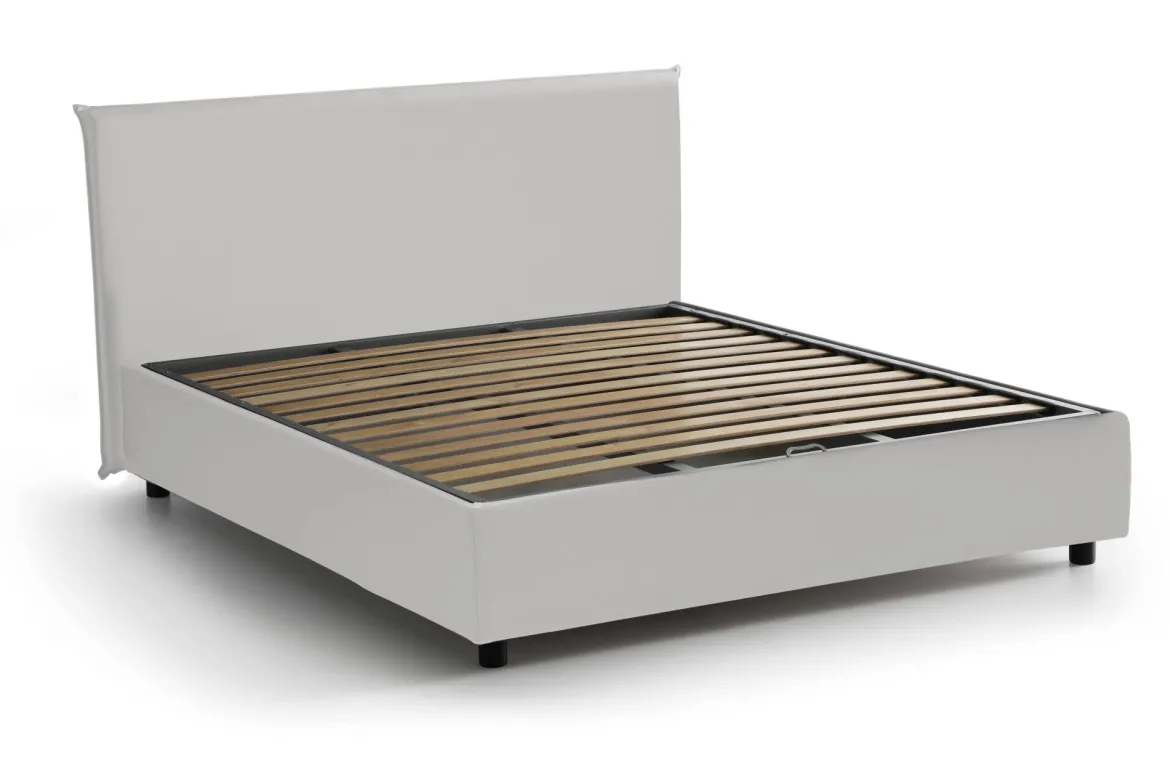 Letto francese in ecopelle bianco 155x205cm - Argain