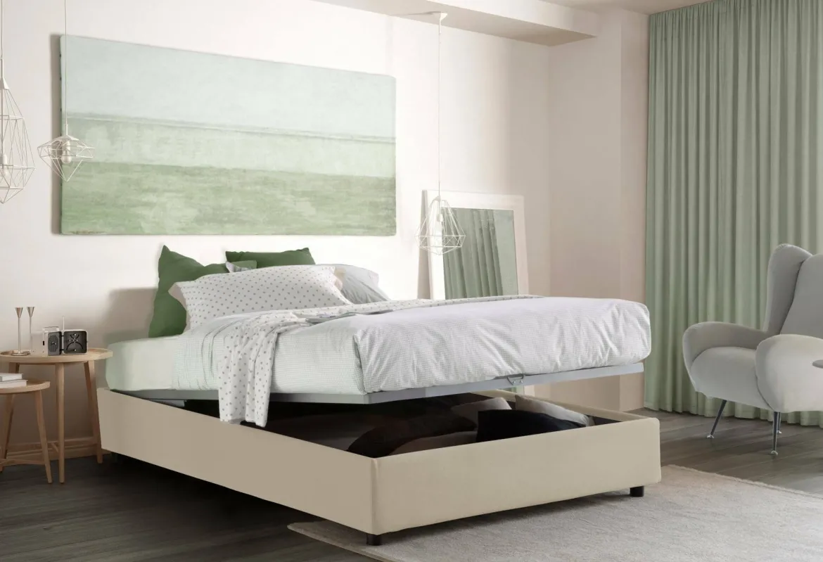 Letto francese in legno beige 155x205cm - Arto
