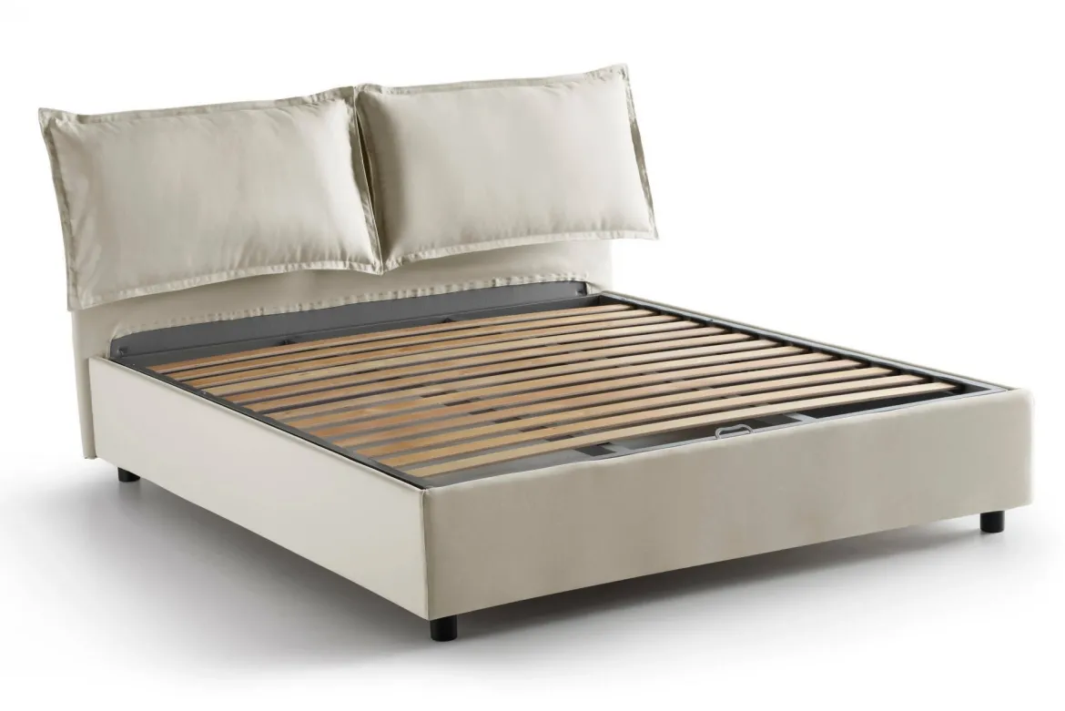 Letto francese in legno beige 155x215cm - Annica