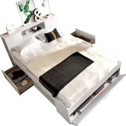 Letto francese in legno bianco 218x149cm - Conching