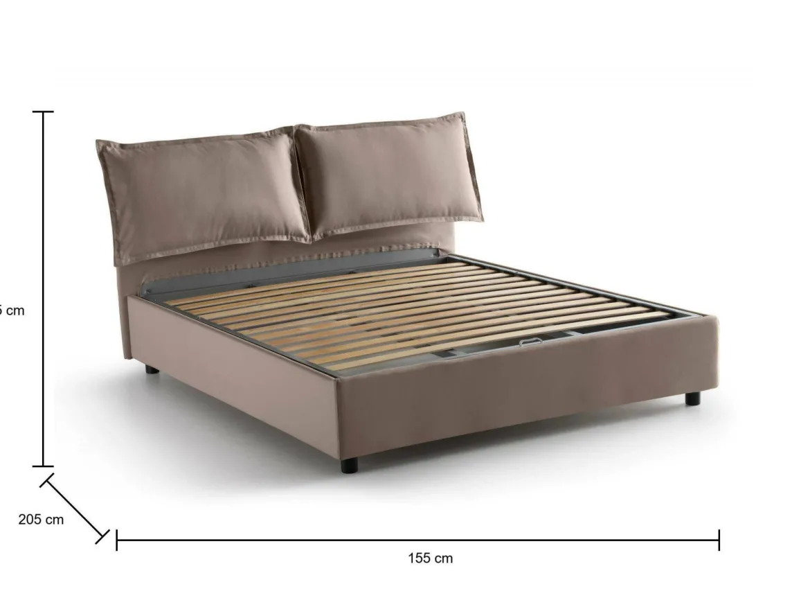 Letto francese in legno tortora 155x205cm - Askari