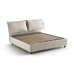 Letto francese in tessuto beige 155x215cm - Agalo