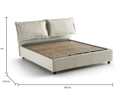 Letto francese in tessuto beige 155x215cm - Agalo