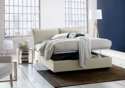 Letto francese in tessuto beige 155x215cm - Agalo