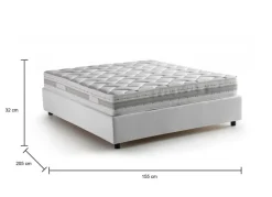 Letto francese in tessuto bianco 155x205cm - Arto