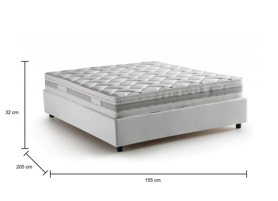 Letto francese in tessuto bianco 155x205cm - Arto