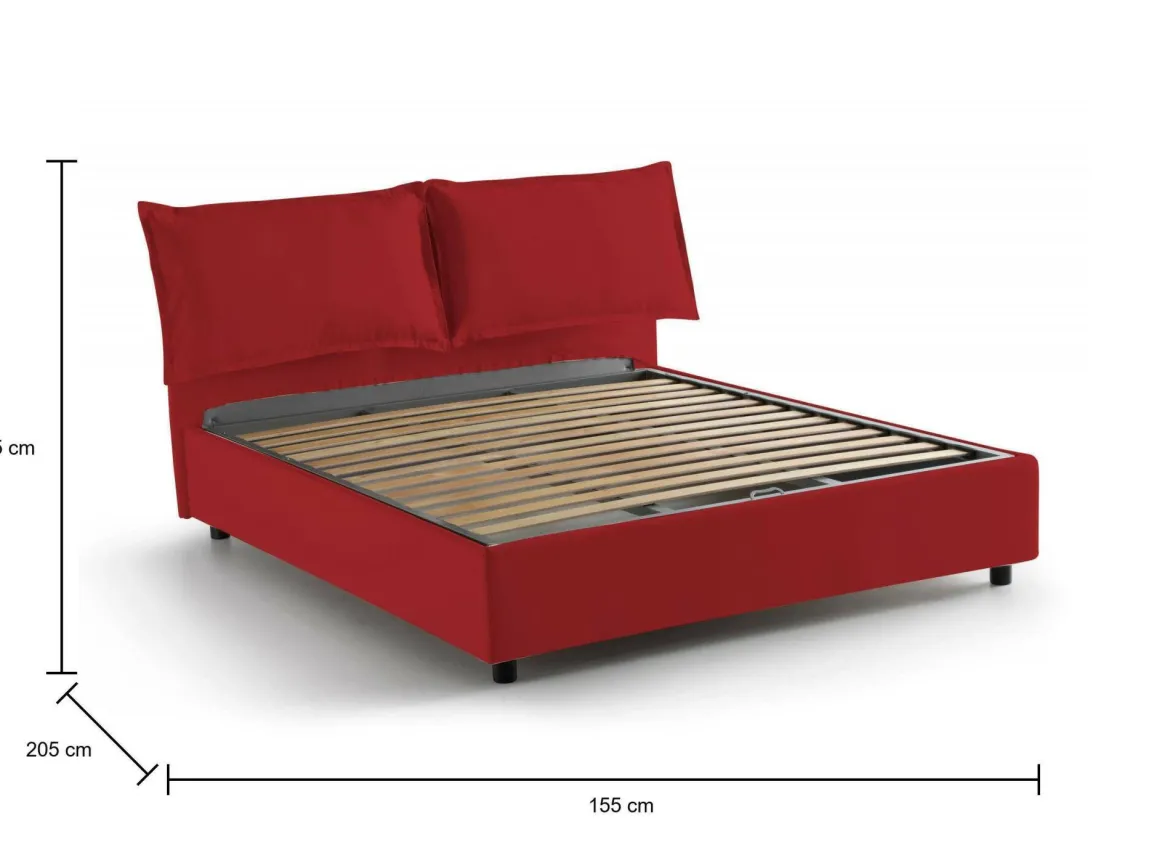 Letto francese in tessuto rosso 155x205cm - Askari