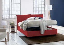 Letto francese in tessuto rosso 155x205cm - Askari