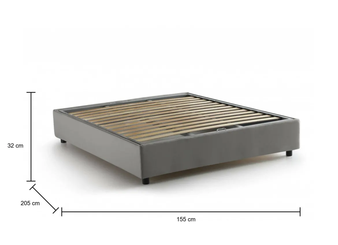Letto francese per ospiti grigio 155x205cm - Attilino