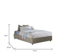 Letto francese salvaspazio tortora 155x205cm - Aladino