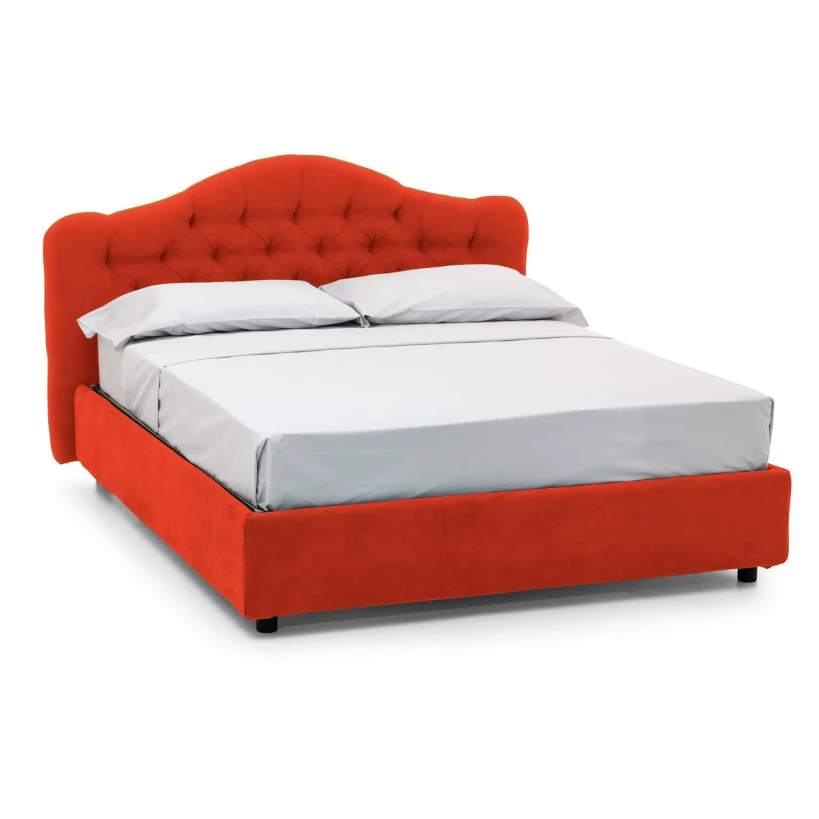 Letto Matrimoniale Arancione Materasso Incluso Sfoderabile, Contenitore Made in Italy - Allik