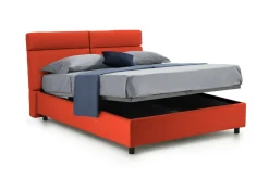 Letto Matrimoniale Arancione Materasso Incluso Sfoderabile, Contenitore Made in Italy - Asica