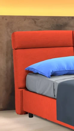 Letto Matrimoniale Arancione Materasso Incluso Sfoderabile, Contenitore Made in Italy - Asica