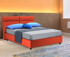 Letto Matrimoniale Arancione Sfoderabile Contenitore, Dimensione Materasso 160x190 cm Made in Italy - Alcatron