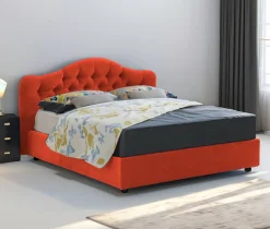 Letto Matrimoniale Arancione Sfoderabile Contenitore, Dimensione Materasso 160x200 cm Made in Italy - Aly