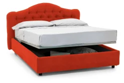 Letto Matrimoniale Arancione Sfoderabile Contenitore, Dimensione Materasso 160x200 cm Made in Italy - Aly