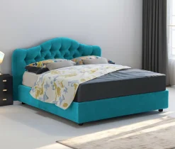 Letto Matrimoniale Azzurro Materasso Incluso Sfoderabile, Contenitore Made in Italy - Alfer