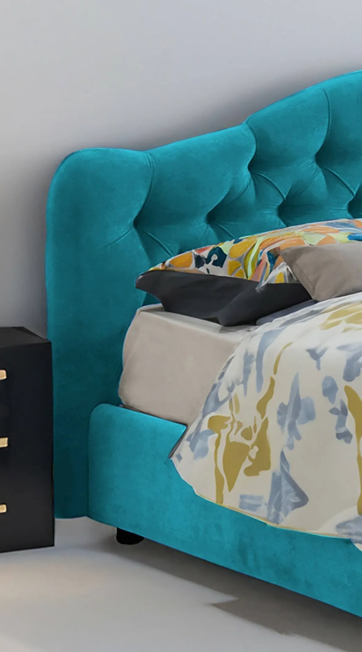 Letto Matrimoniale Azzurro Materasso Incluso Sfoderabile, Contenitore Made in Italy - Alfer