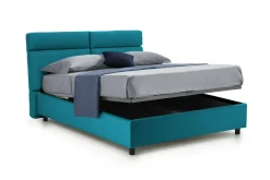 Letto Matrimoniale Azzurro Materasso Incluso Sfoderabile, Contenitore Made in Italy - Asica
