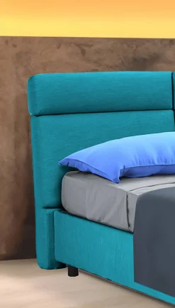 Letto Matrimoniale Azzurro Materasso Incluso Sfoderabile, Contenitore Made in Italy - Asica