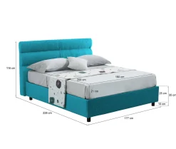 Letto Matrimoniale Azzurro Materasso Incluso Sfoderabile, Contenitore Made in Italy - Briatico