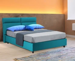 Letto Matrimoniale Azzurro Sfoderabile Contenitore, Dimensione Materasso 160x190 cm Made in Italy - Alcatron