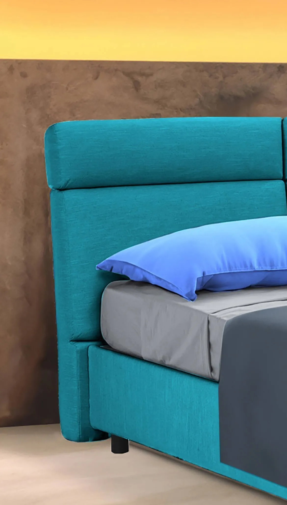 Letto Matrimoniale Azzurro Sfoderabile Contenitore, Dimensione Materasso 160x190 cm Made in Italy - Alcatron