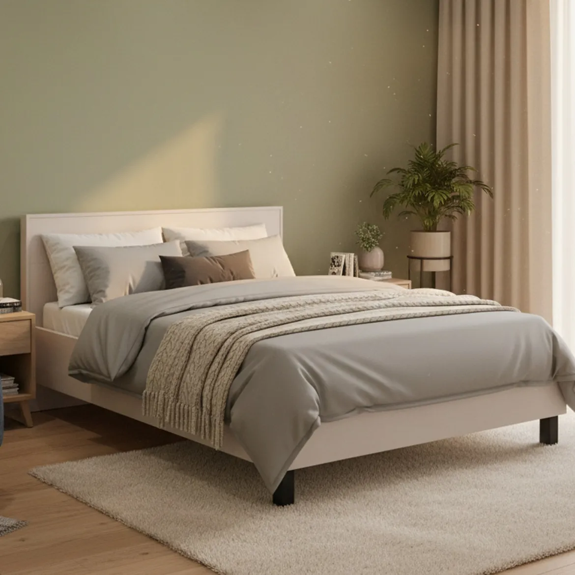 Letto Matrimoniale Beige Dimensione Materasso 160x200 cm Testiera Dettaglio Geometrico, Peso Supportato 200 kg - Coazze